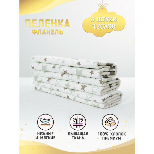 фото Про сон пеленка фланелевая, 3 шт. в упаковке, звездопад на белом body pillow