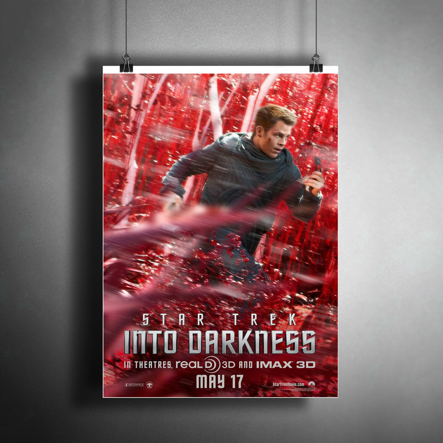 Постер плакат для интерьера "Фильм: Стартрек: Возмездие. Star Trek Into Darkness. Актёры Крис Пайн, Бенедикт Камбербэтч" /A3 (297 x 420 мм)