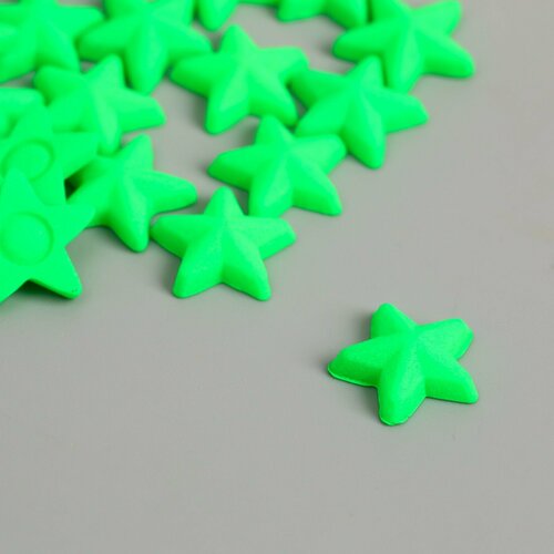 Декор для творчества пластик Звёзды неоновый зелёный набор 50 шт 1,4х1,4 см