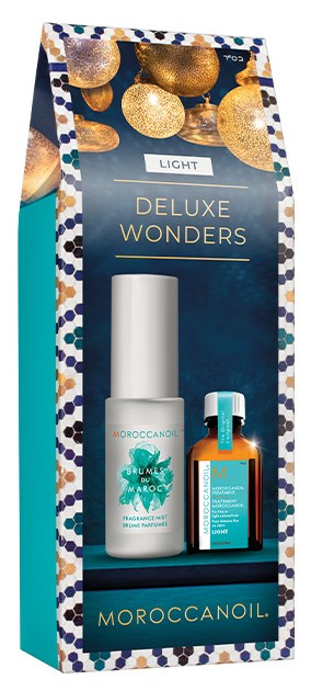 Набор Moroccanoil Stocking Stuffer Deluxe Wonders Light: восстанавливающее масло легкое, парфюмированный мист