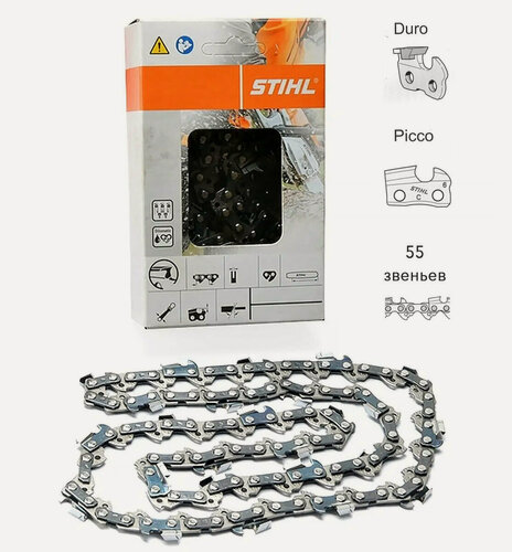 Изображение товара Цепь пильная STIHL 55 звеньев c тв/сп напайками, 3/8", 1,3 мм 16" 40 см шина 63PD3 36120060055
