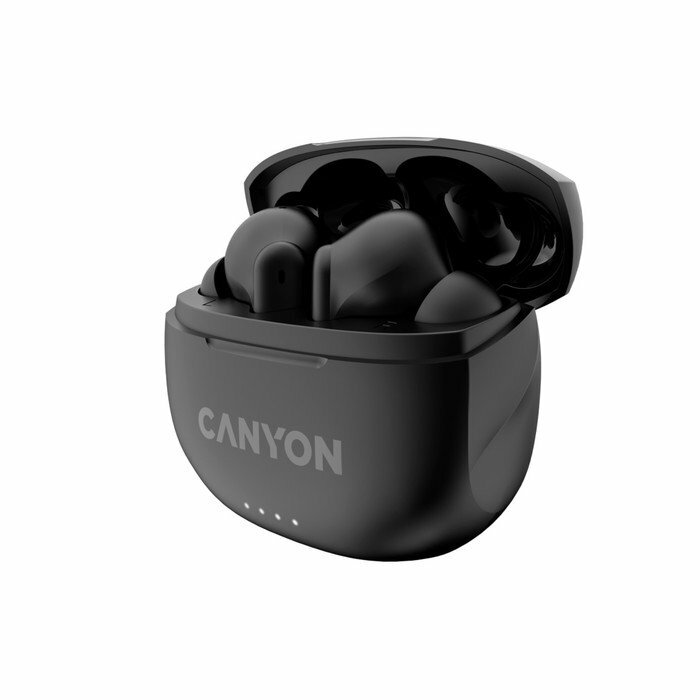 Наушники беспроводные Canyon с микрофоном, soft touch силиконовый чехол с карбином, BT, аккумулятор в наушниках 30 мАч*2+чехол для зарядки 400 м - фото №6