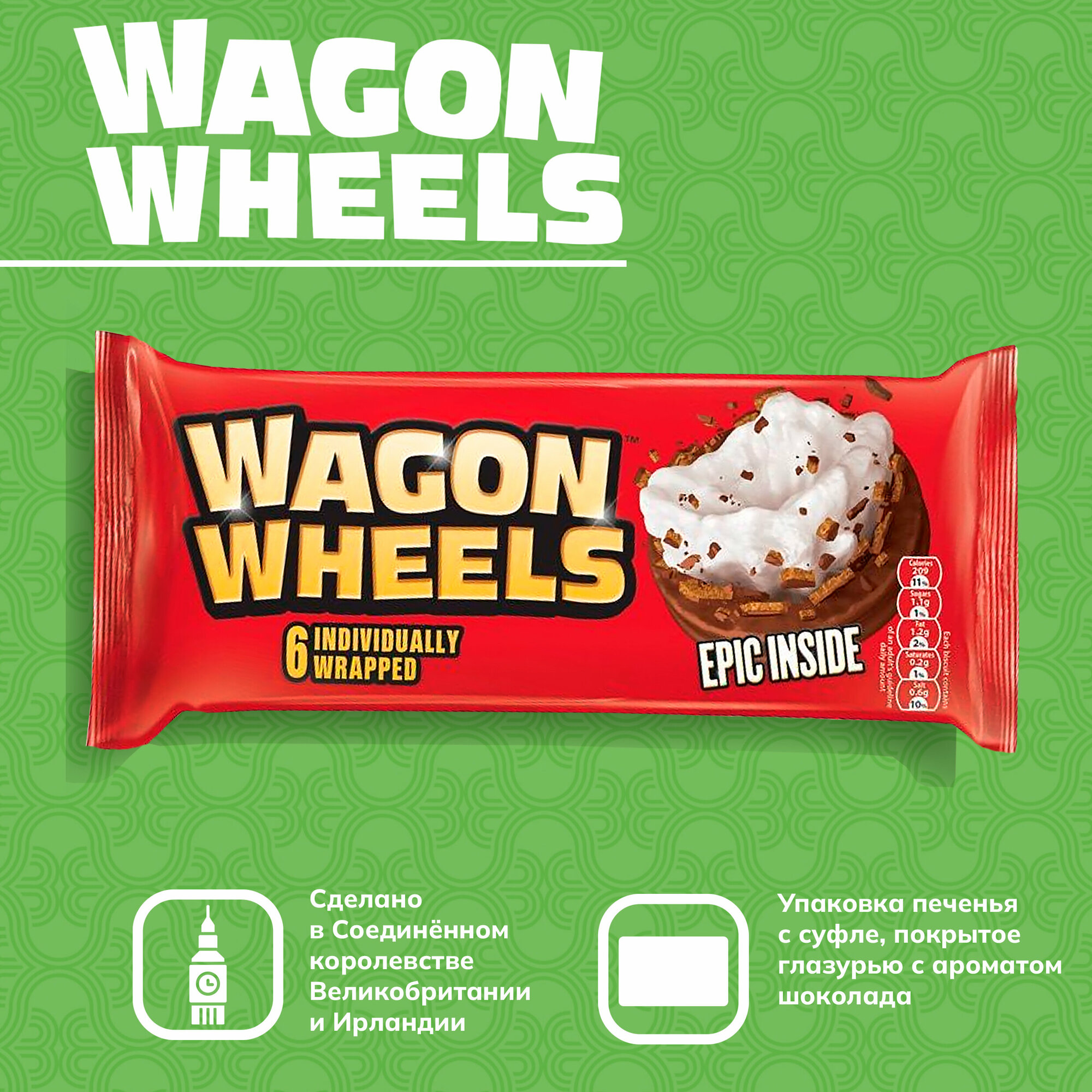 Печенье покрытое глазурью Wagon Wheels с суфле 1 шт