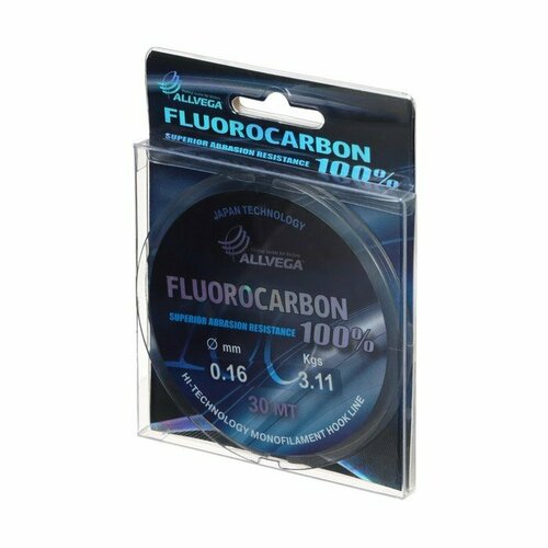 фото Леска монофильная allvega fx fluorocarbon 100%, диаметр 0.16 мм, тест 3.11 кг, 30 м, прозрачная (комплект из 3 шт)