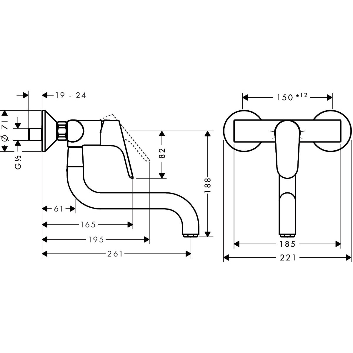 Смеситель для кухонной мойки hansgrohe Focus M41, настенный внешнего монтажа, с поворотным изливом 31825000, хром - фото №4