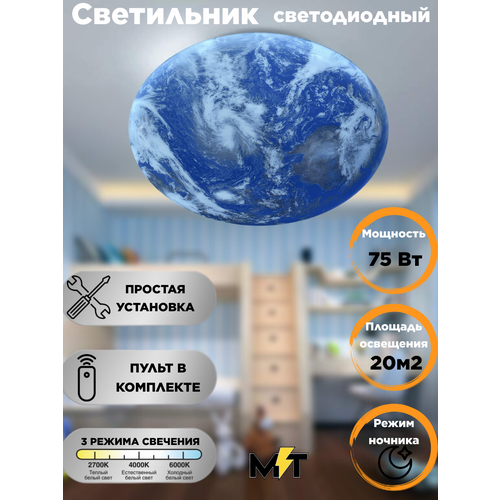 Светильник светодиодный, Люстра Земля72Вт