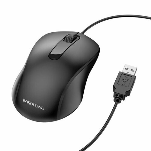 Мышь Borofone BG4 проводная оптическая 1000 dpi 15 м USB чёрная комплект из 3 шт 90500₽