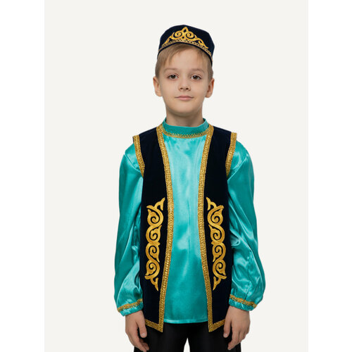 Татарский национальный костюм для мальчика, цвет бирюзовый, 146 размер жилет из крепового костюма h