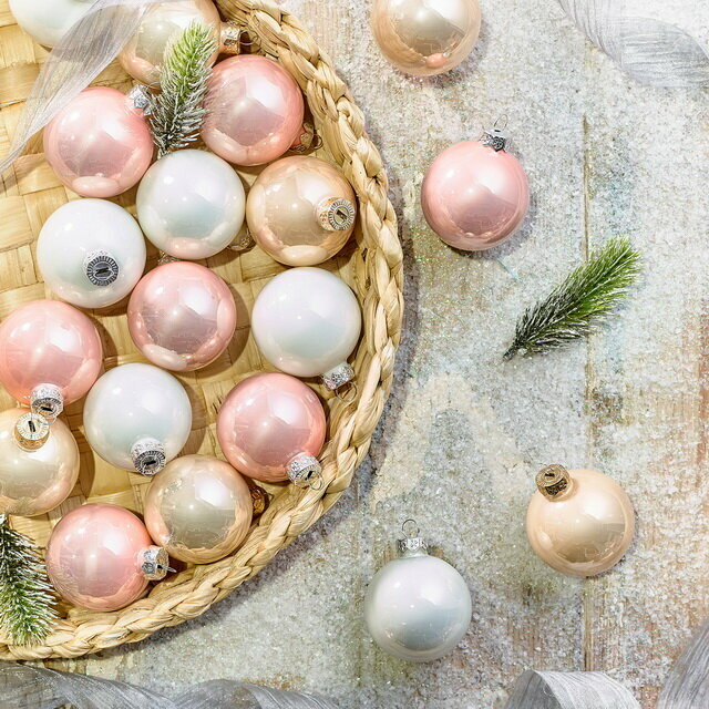 фото Kaemingk/Winter Deco Коллекция стеклянных шаров Жемчужная Нежность 6 см, 20 шт 9142227