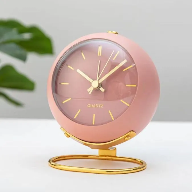 фото Настольные часы-будильник в стиле ретро, кварцевые, аналоговые, с подсветкой, синий цвет