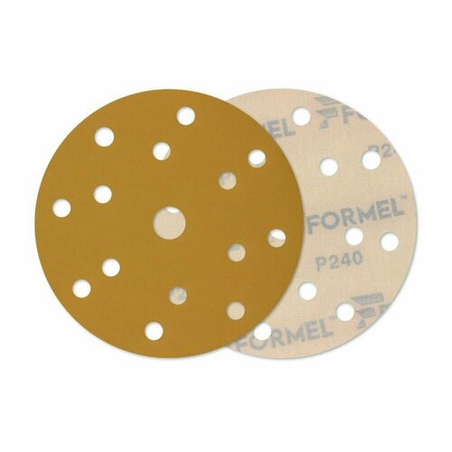 Диск, круг шлифовальный FORMEL DIAMOND на бумажной основе и на липучке 150 мм, 15 отверстий, P240, 25 шт