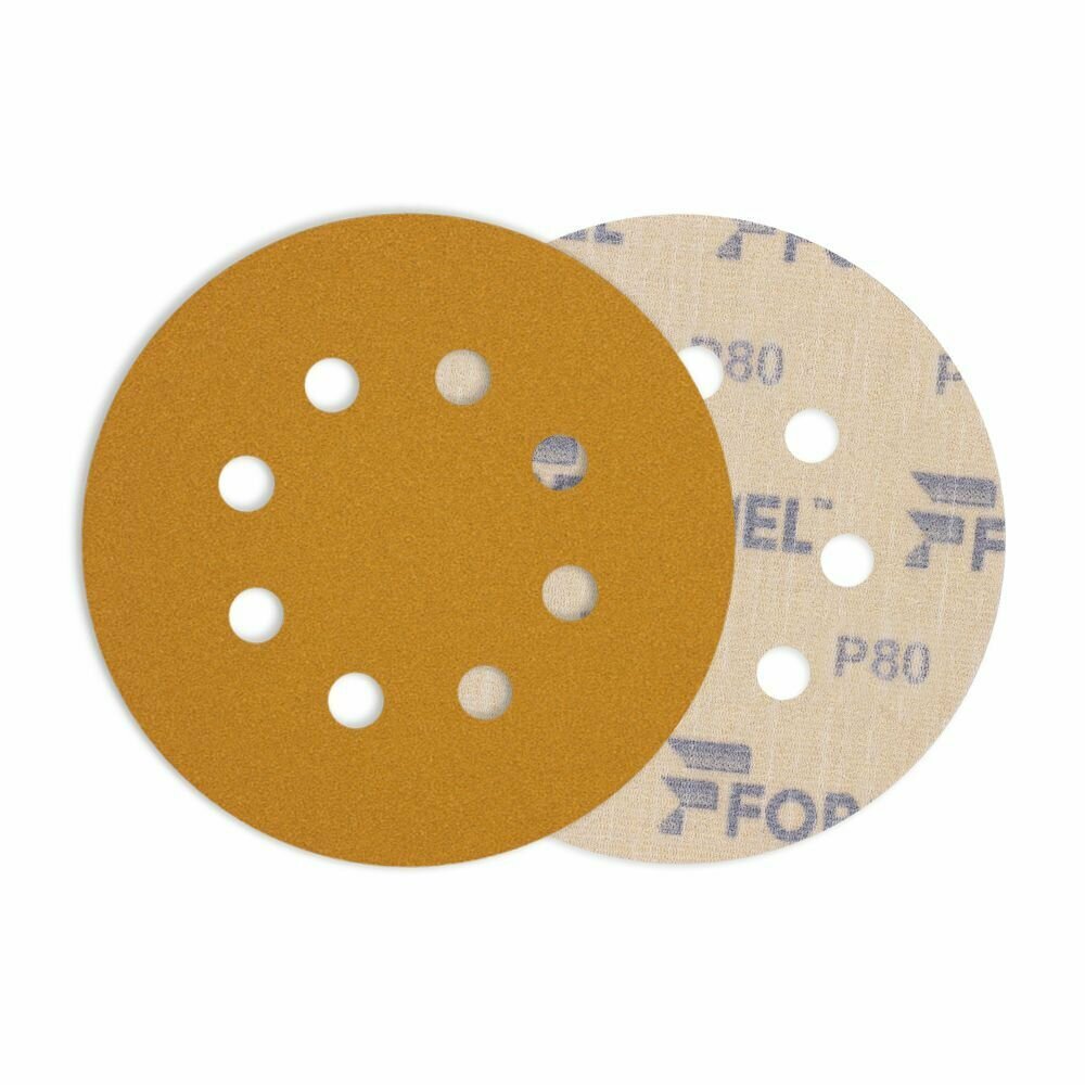 Круг, диск шлифовальный FORMEL DIAMOND на бумажной основе и на липучке 125 мм, 8 отверстий, P80, 10 шт