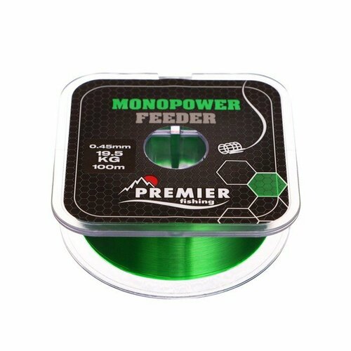 фото Леска preмier fishing monopower feeder, диаметр 0.45 мм, тест 19.5 кг, 100 м, зелёная (комплект из 9 шт) premier fishing