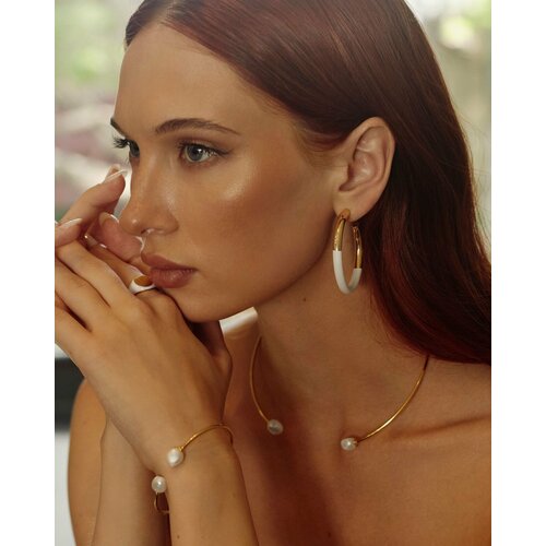 Серьги , белый, золотой