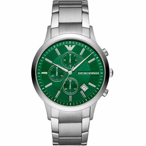 Наручные часы EMPORIO ARMANI Renato AR11507, серебряный, зеленый мужской именной браслет из нержавеющей стали с кубинской цепочкой шириной 5 мм