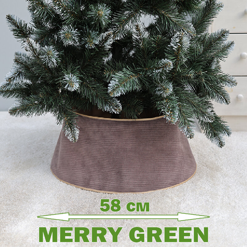 Корзина под елку до 180см (d58см, h24см), вельвет, цвет какао