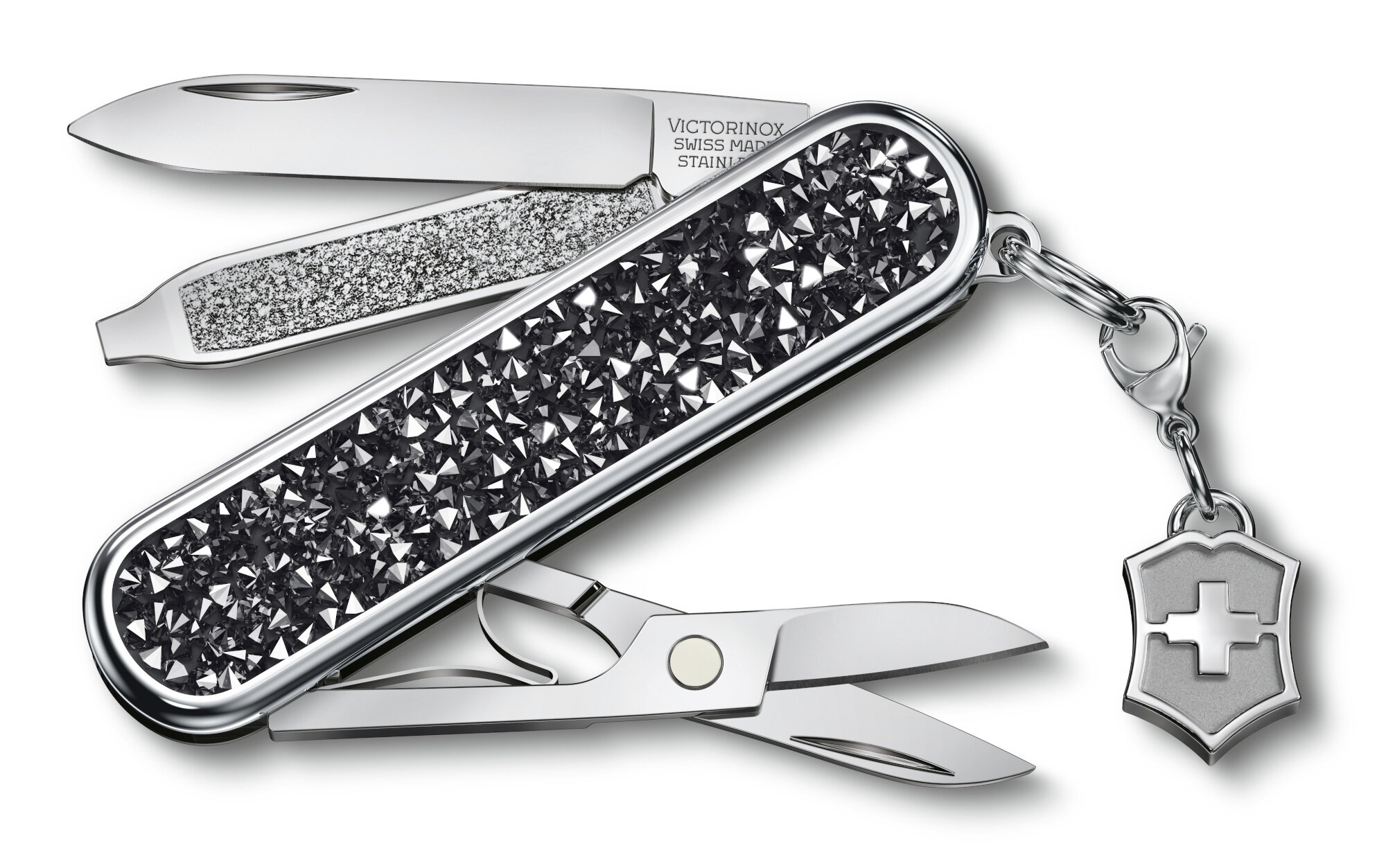 Нож перочинный Victorinox Classic Brilliant Crystal (0.6221.35) 58мм 5функц. черный/серебристый подар. коробка