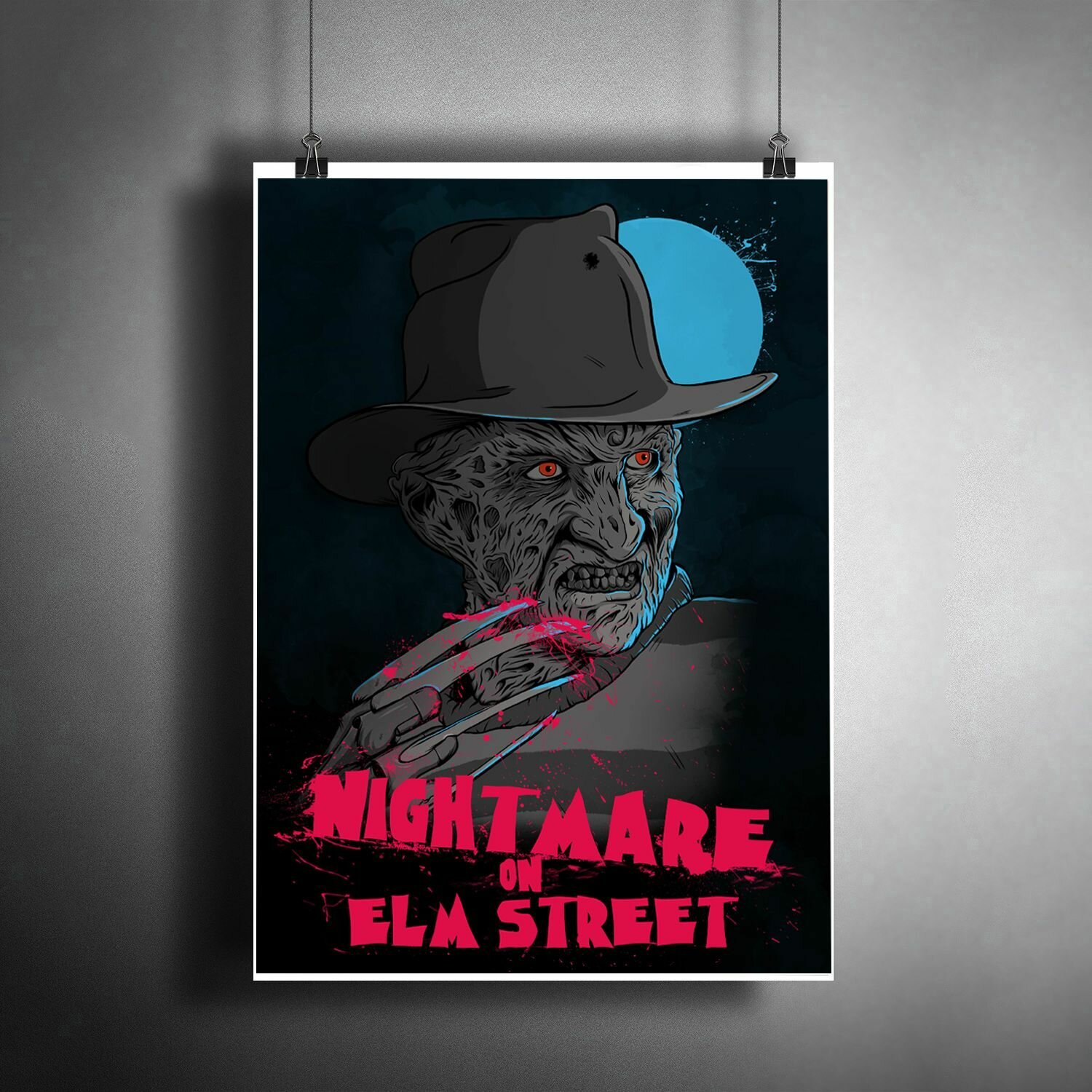 Постер плакат "Кошмар на улице Вязов. Фредди Крюгер. Хэллоуин" / Декор дома, офиса, комнаты, квартиры, детской A3 (297 x 420 мм)