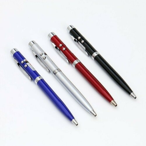 Фонарик-ручка с лазером карманный, 2 диода, цвета микс (комплект из 24 шт)