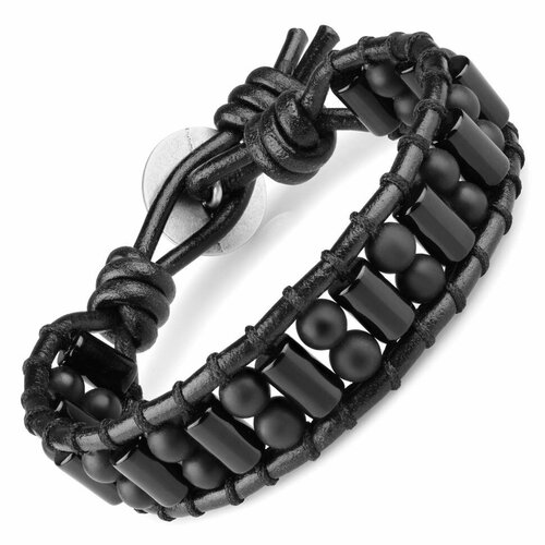 фото Плетеный браслет everiot, размер 23 см, черный