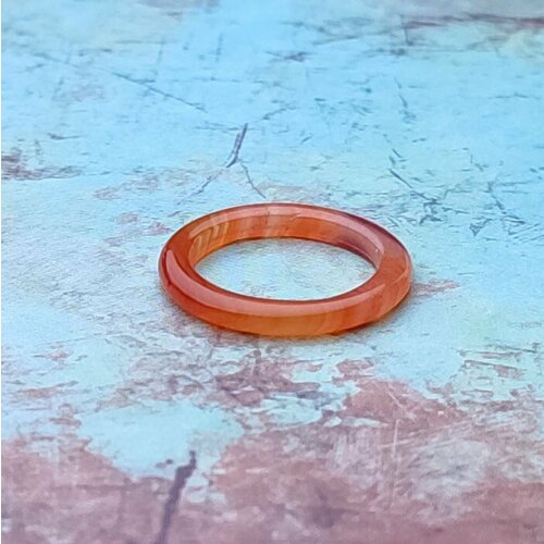 Кольцо, сердолик, размер 16, оранжевый