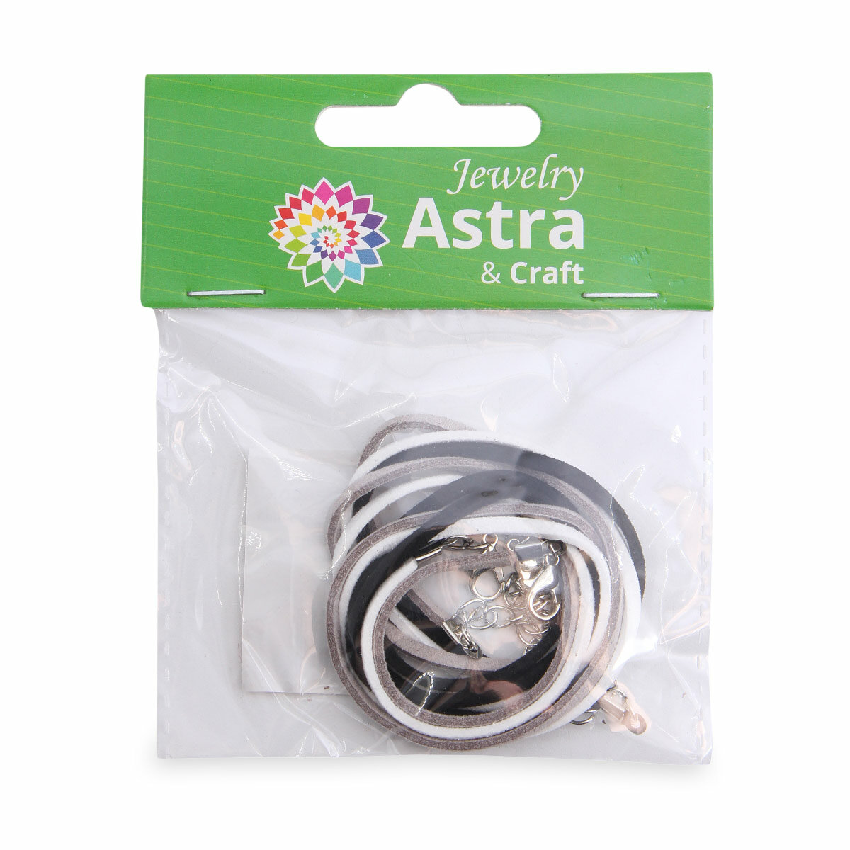 фото 65237 Набор замшевых шнуров для кулонов и подвесок с замком 45см, d-2мм, 3шт, черно-белый