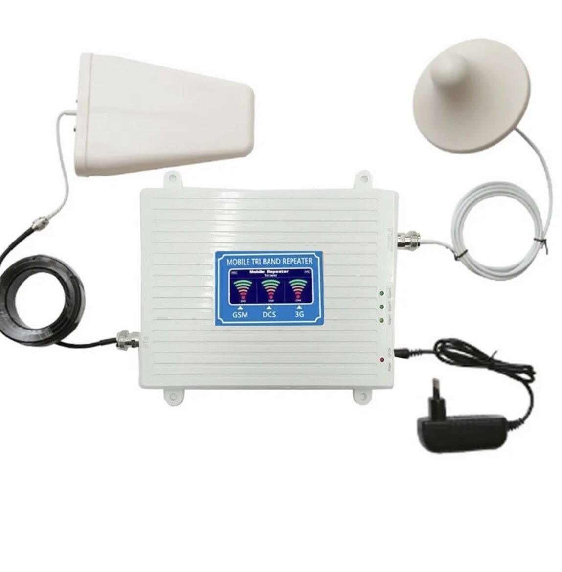 Усилитель сотовой связи Репитер 2G-3G-4G 900-1800-2100МГц до 250 кв. м. (комплект трех-диапазонный усилитель интернета )