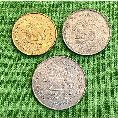 Монета Индии 1,2,5 рупий 2010 года (Тигр)