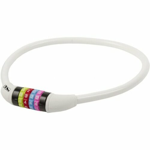 фото Замок m-wave 5-231052 вело кодовый (4 разряда, цветные символы) 12х650мм силиконовый белый (60)