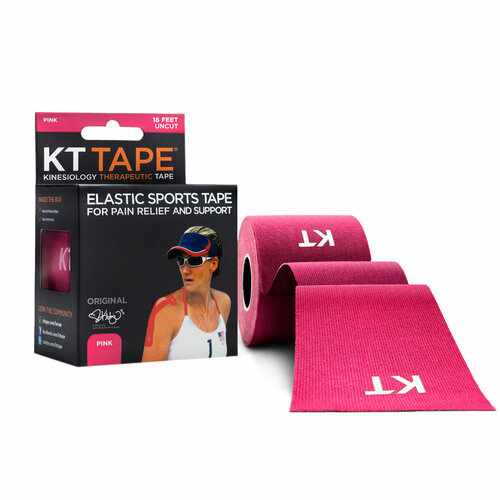 фото Кинезиотейп kt tape original, хлопок, рулон, 5 м х 5 см, цвет розовый