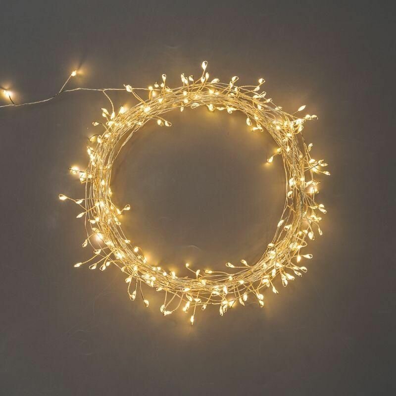 Гирлянда светодиодная «Роса »Фейерверк" 10м 250LED тепл. бел. 7.2Вт IP20 с контроллером на катушке Neon-Night 303-436