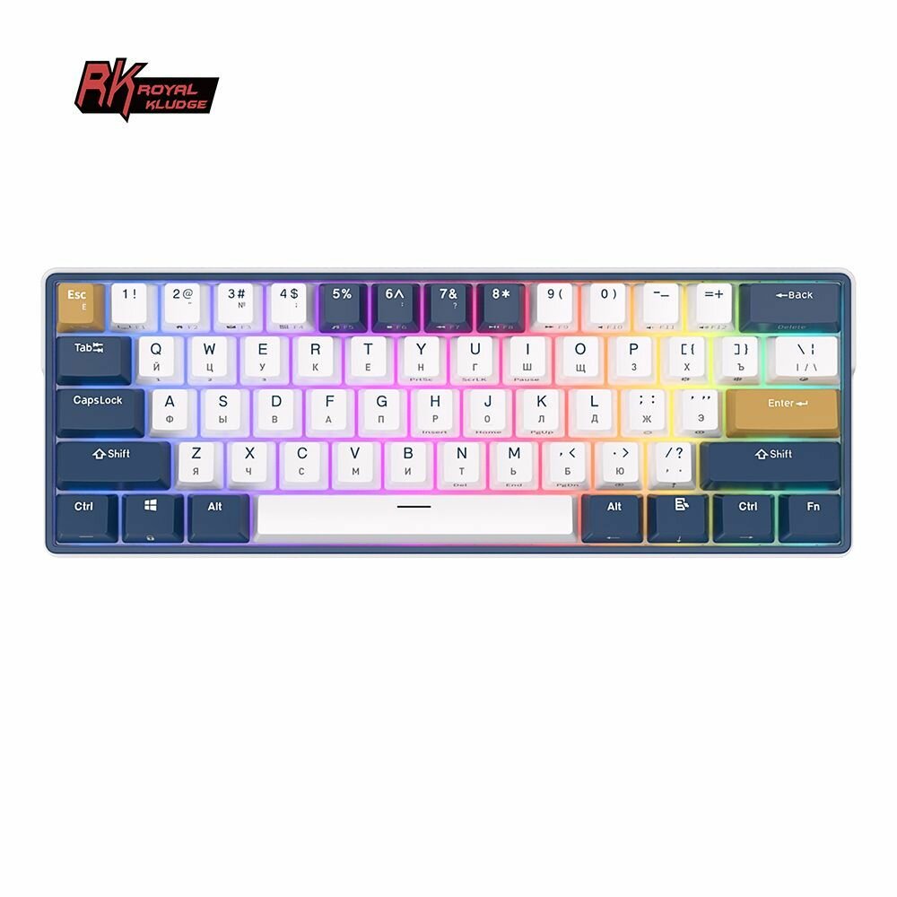 Беспроводная клавиатура Royal Kludge RK61 Plus RGB Белая (синие свитчи)