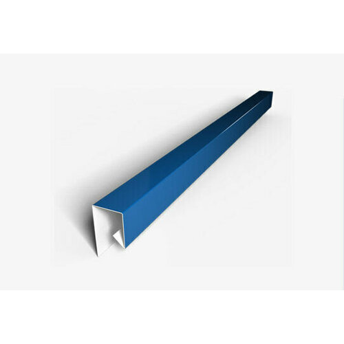 Планка финишная цвет синий Ral 5005 12 шт, стартовая, j-профиль, джи профиль металлический, планка для забора 40*20*1250.