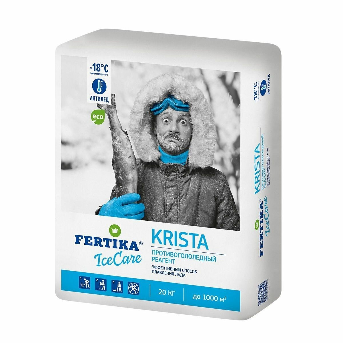 Противогололедный реагент FERTIKA IceCare Krista 22.2 л 20 кг мешок - фотография № 12