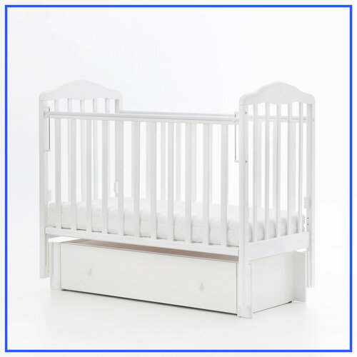 Кроватка для новорожденных с маятником, цвет Белый