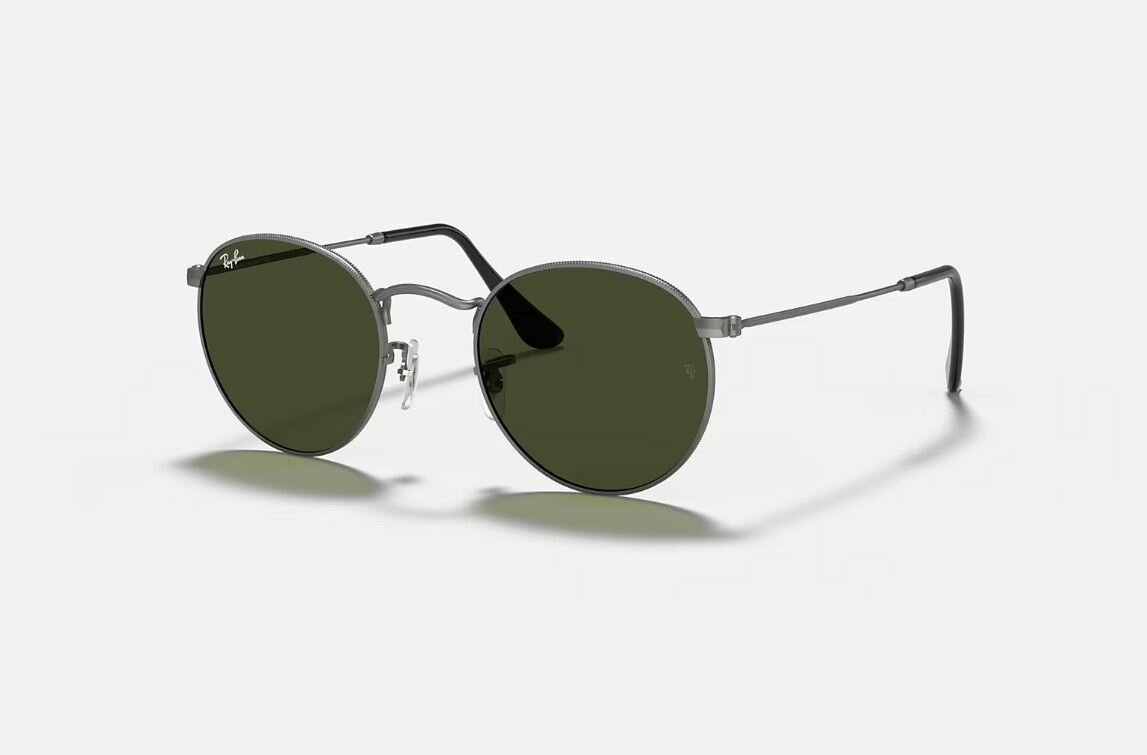 Солнцезащитные очки унисекс круглые RAY-BAN с чехлом линзы зеленые RB3447-029/53-21