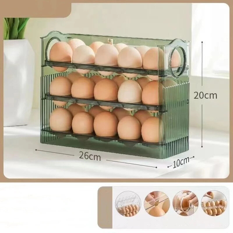 Подставка для яиц на 30 шт, для холодильника, зеленая. контейнер для хранения