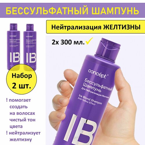 Бессульфатный шампунь против Желтизны Concept Ice Cold (набор из 2 шт. х 300мл)