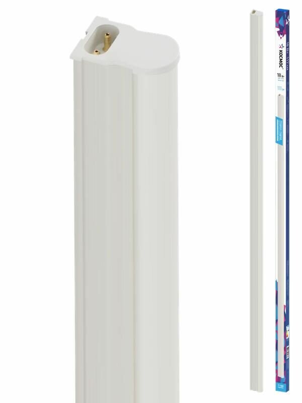 фото Светильник светодиодный Т5 ДБО 18Вт 4000К 230В линейный (набор для подключения в комплекте) космос KOC_DBO_18W4K