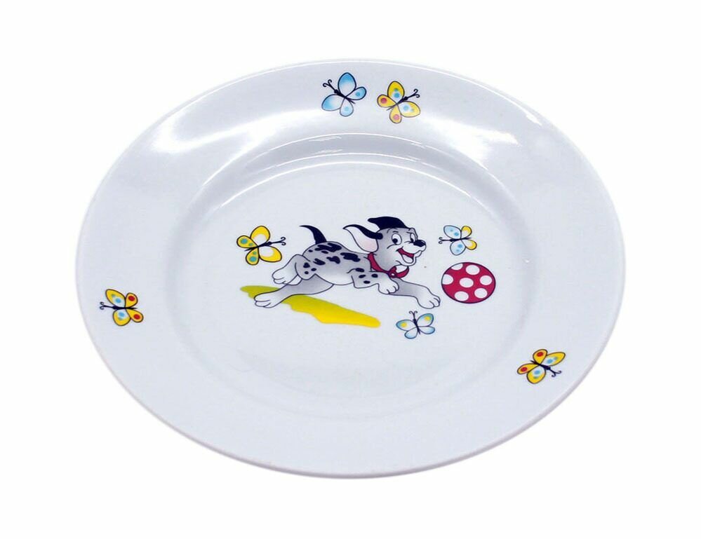 фото Тарелка фарфоровая 175мм мелкая Гладкий край Озорные щенки 2 шт.
