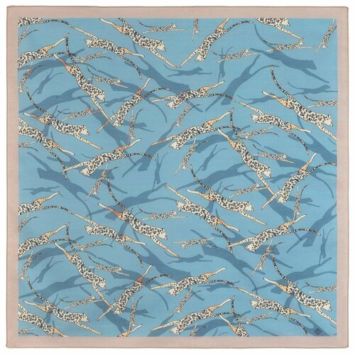 Платок Павловопосадская платочная мануфактура, 70х70 см, голубой, серый