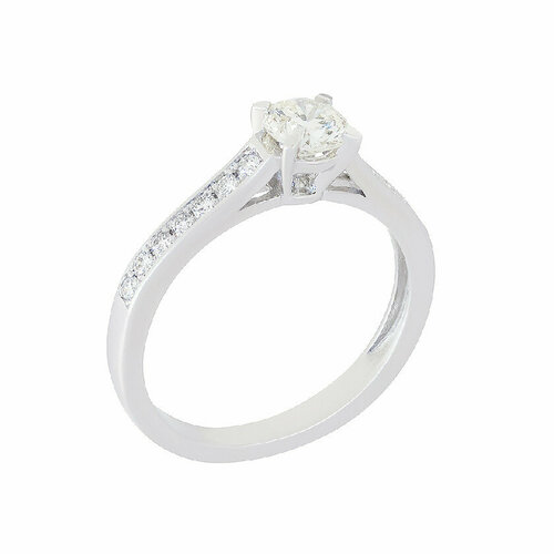 Кольцо помолвочное Галерея Эксклюзива белое золото, 585 проба, бриллиант, размер 17.5, белый, золотой