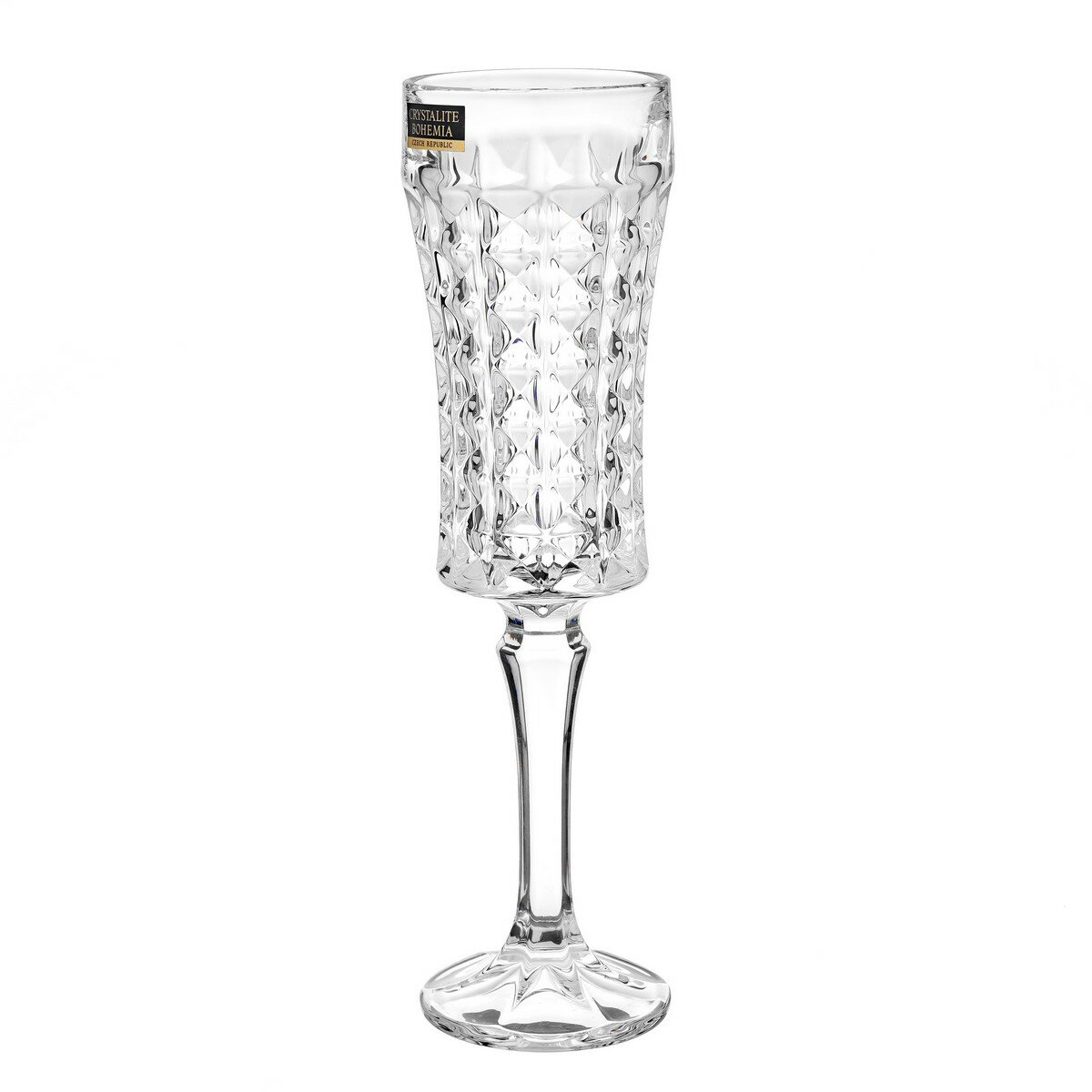 Набор бокалов для шампанского Crystalite Bohemia "Даймонд" 120 мл. / 6 шт, прозрачные
