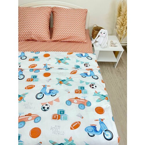 Постельное белье 1.5 спальное детское Машинки Поплин