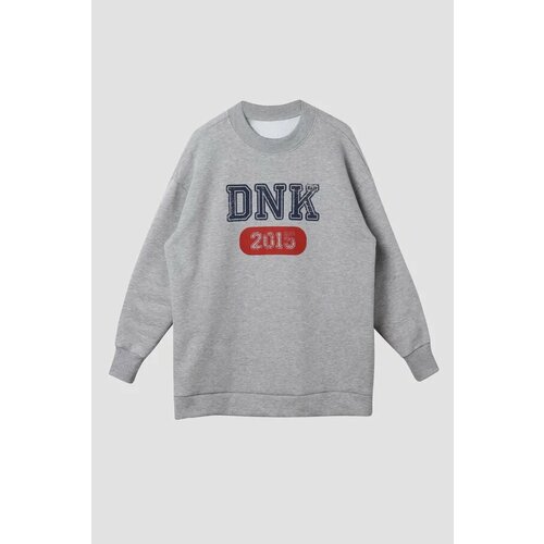 Свитшот DNK, оверсайз, без капюшона, размер OverSize, серый