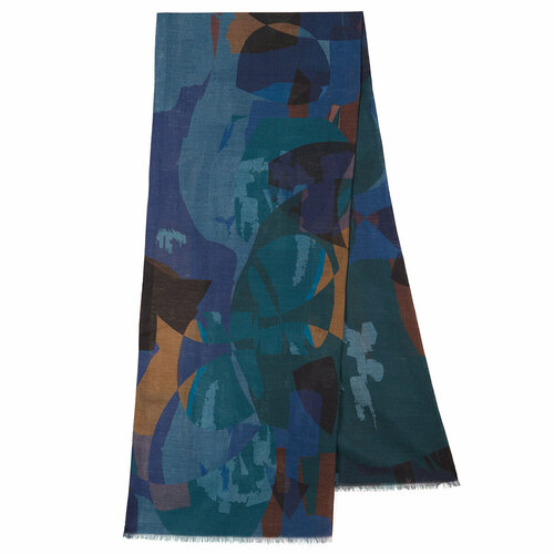 фото Шарф павловопосадская платочная мануфактура,190х40 см, one size, голубой, серый