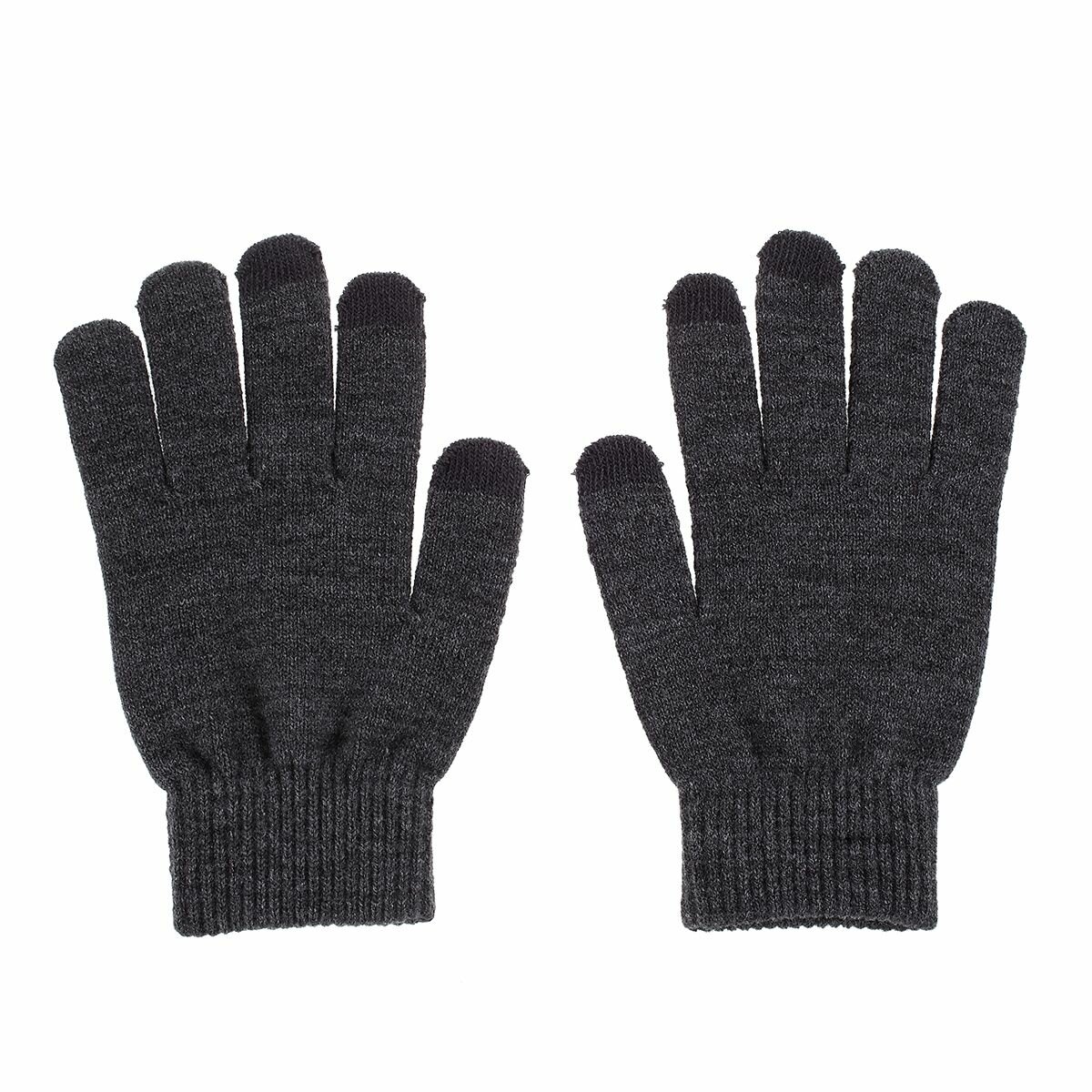 Зимние женские вязаные перчатки для работы с сенсорным экраном - темно-серые 
