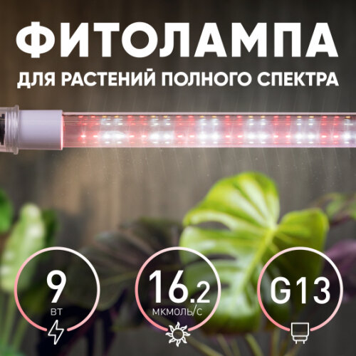 Лампа для растений Эра FITO-9W-Ra90-Т8-G13-NL