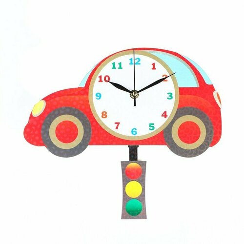 Часы настенные, серия: Детские, "Машина", с маятником, 31 х 29 см (комплект из 2 шт)
