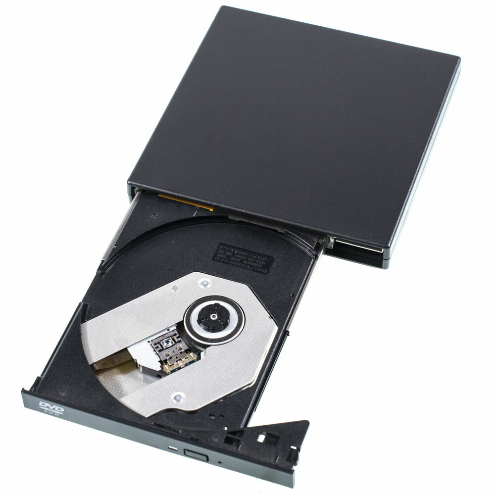 Внешний CD-ROM/RW DVD-ROM привод / оптический привод / внешний дисковод / DVD-R ROM CD-R CD-RW CD-ROM USB DVD-USB-02 черный с 2-мя кабелями